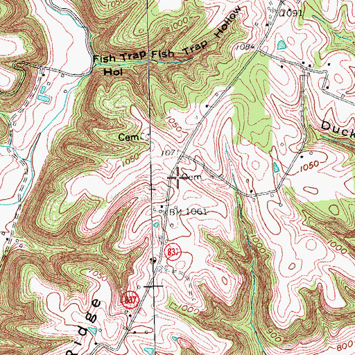Topographic Map of Wilson Cemetery, KY