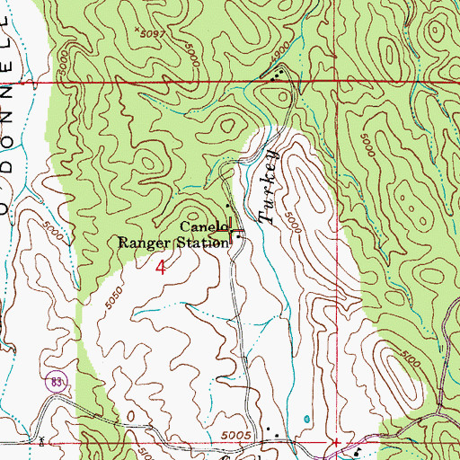 Topographic Map of Canelo Ranger Station, AZ
