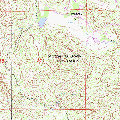 Topographic Map of Mother Grundy Peak, CA