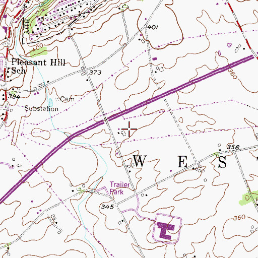 Topographic Map of Weaver Farms, PA