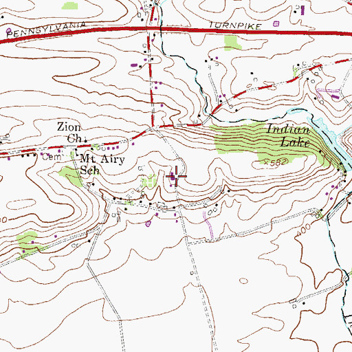 Topographic Map of Zartman Farms, PA