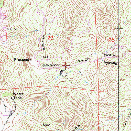 Topographic Map of Mother Grundy Truck Trail, CA