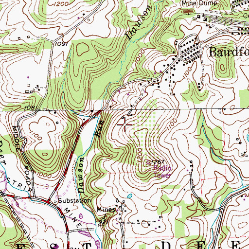 Topographic Map of Mish Farms, PA