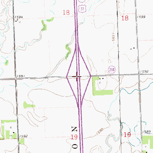 Topographic Map of Interchange 127, SD