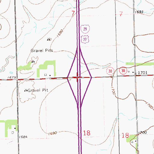 Topographic Map of Interchange 140, SD