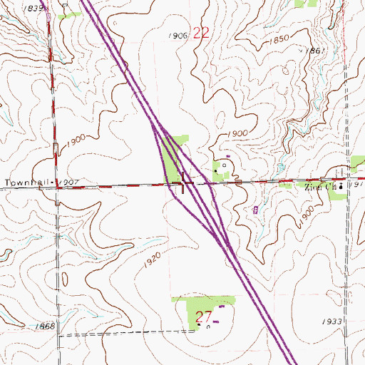 Topographic Map of Interchange 157, SD