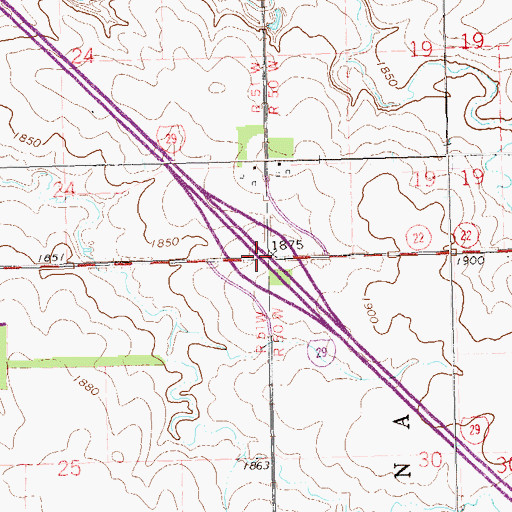 Topographic Map of Interchange 164, SD