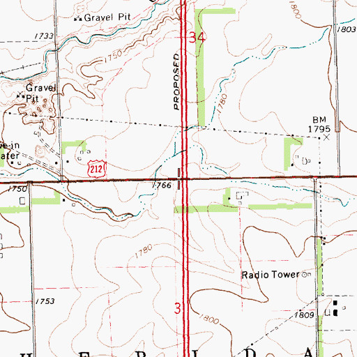 Topographic Map of Interchange 177, SD