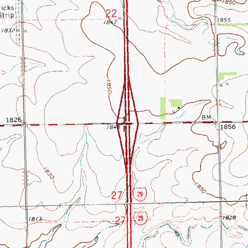Topographic Map of Interchange 185, SD