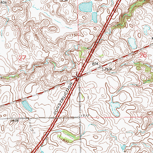 Topographic Map of Interchange 213, SD