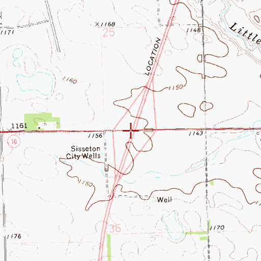 Topographic Map of Interchange 232, SD