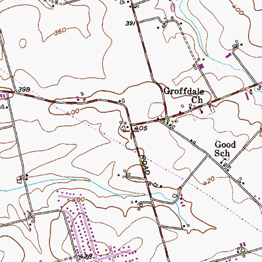 Topographic Map of Hoovers Greenhouse, PA