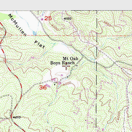 Topographic Map of Mount Oak Boys Ranch, CA