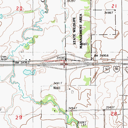 Topographic Map of Interchange 2, SD