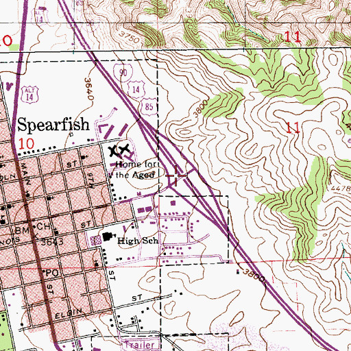 Topographic Map of Interchange 12, SD