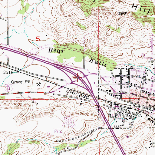 Topographic Map of Interchange 30, SD