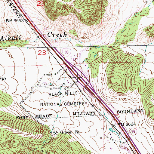 Topographic Map of Interchange 34, SD