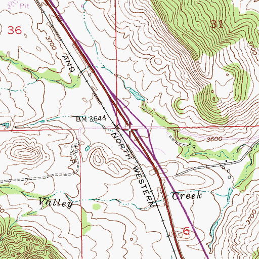 Topographic Map of Interchange 37, SD
