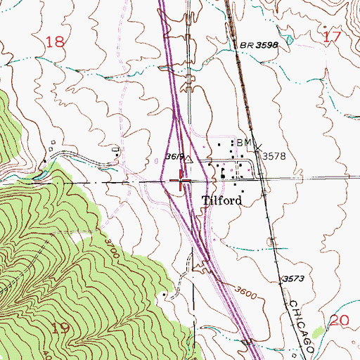 Topographic Map of Interchange 40, SD