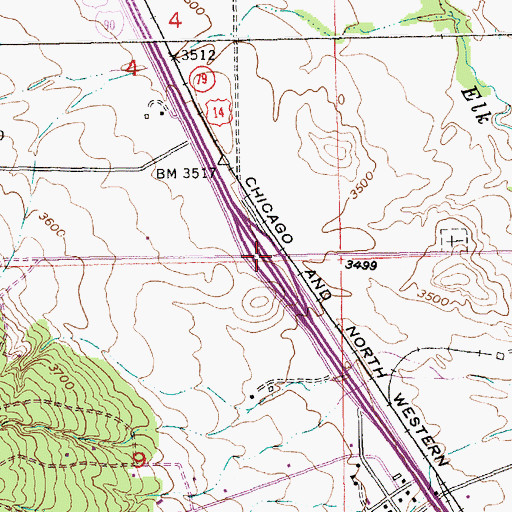 Topographic Map of Interchange 44, SD