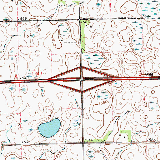 Topographic Map of Interchange 368, SD