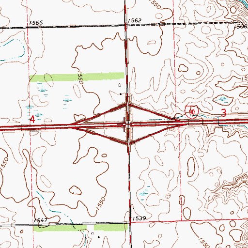 Topographic Map of Interchange 374, SD