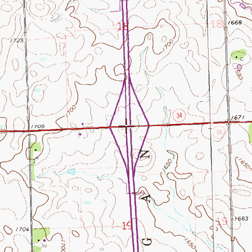 Topographic Map of Interchange 109, SD