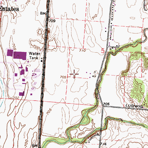 Topographic Map of Liston Farms, OH