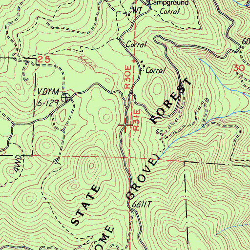 Topographic Map of Mountain Home Grove, CA