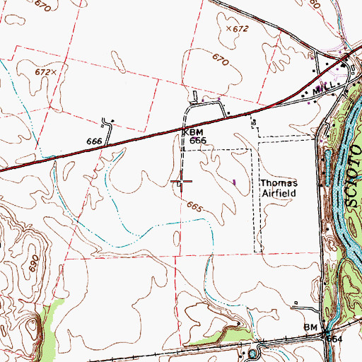 Topographic Map of Bowling Farms, OH