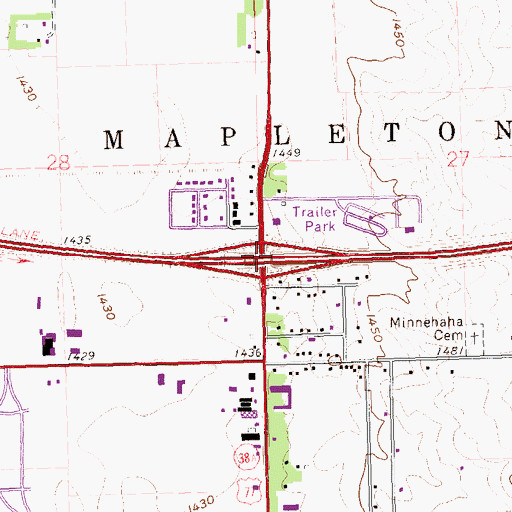Topographic Map of Interchange 399, SD