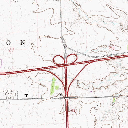 Topographic Map of Interchange 400, SD