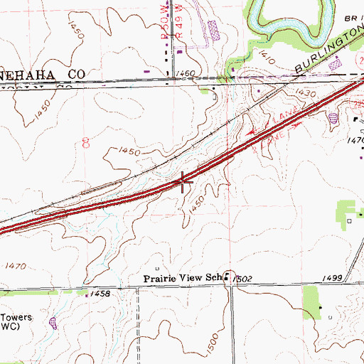 Topographic Map of Interchange 1, SD