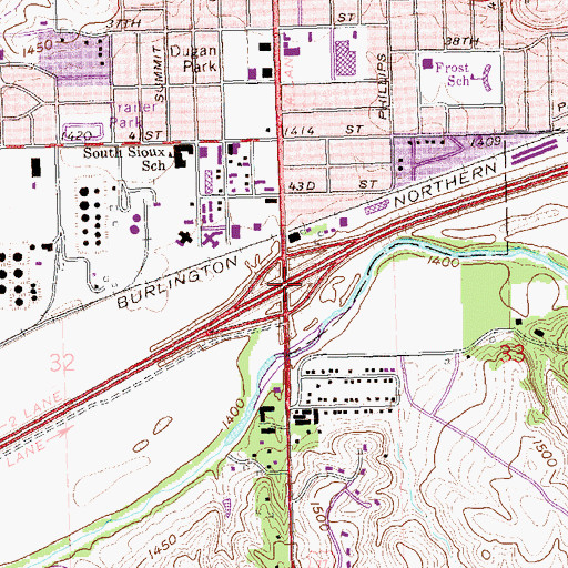 Topographic Map of Interchange 3, SD