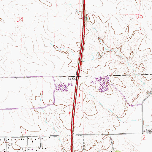 Topographic Map of Interchange 9, SD