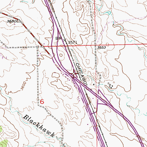 Topographic Map of Interchange 51, SD