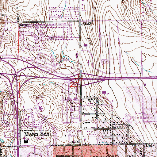 Topographic Map of Interchange 58, SD