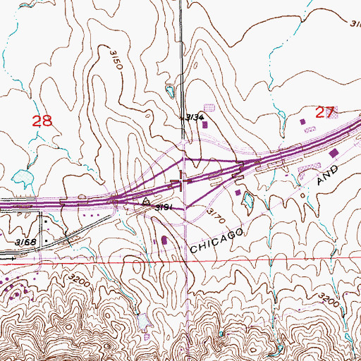 Topographic Map of Interchange 61, SD