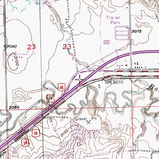 Topographic Map of Interchange 63, SD
