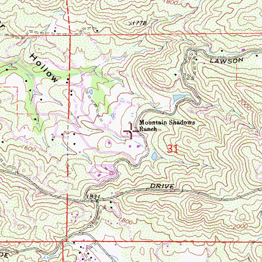 Topographic Map of Mountain Shadows Ranch, CA