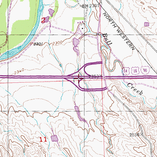 Topographic Map of Interchange 101, SD