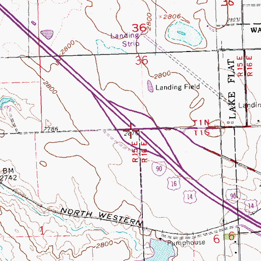 Topographic Map of Interchange 109, SD
