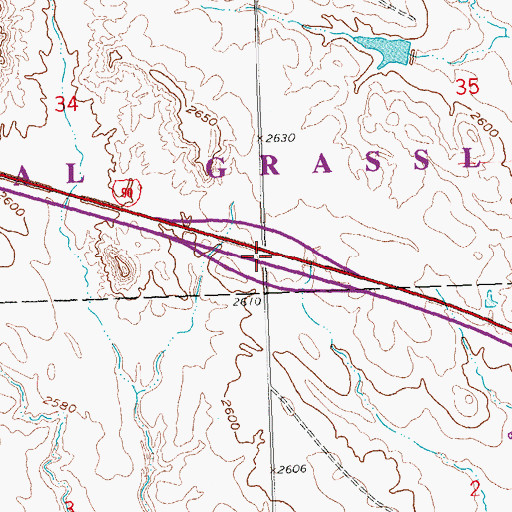 Topographic Map of Interchange 121, SD