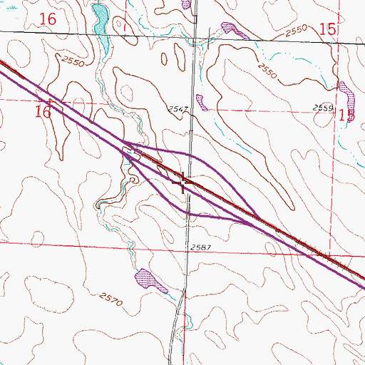 Topographic Map of Interchange 127, SD