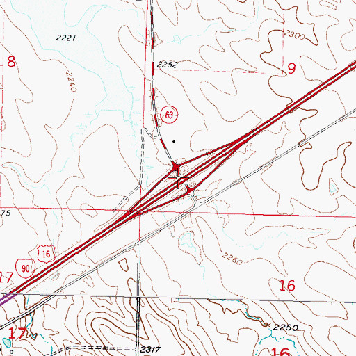 Topographic Map of Interchange 170, SD