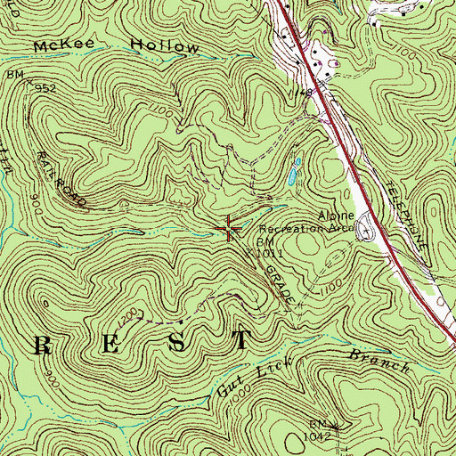 Topographic Map of Old Alpine Railroad Station (historical), KY