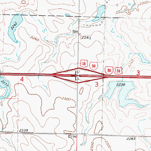 Topographic Map of Interchange 177, SD