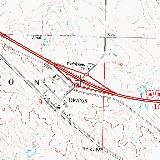 Topographic Map of Interchange 183, SD