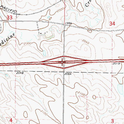 Topographic Map of Interchange 208, SD