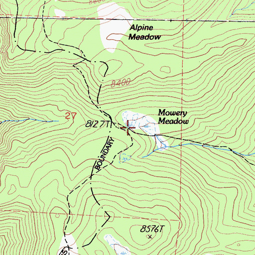 Topographic Map of Mowery Meadow, CA